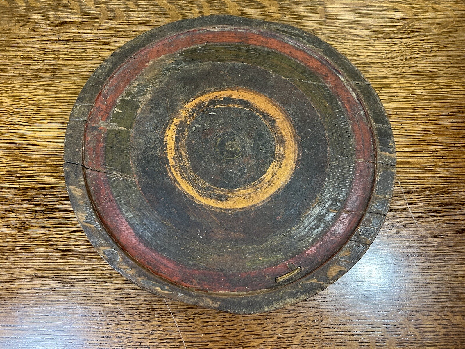 Antique African PRIMITIVE Wood Shield Plate w Original Paint Folk Art #21