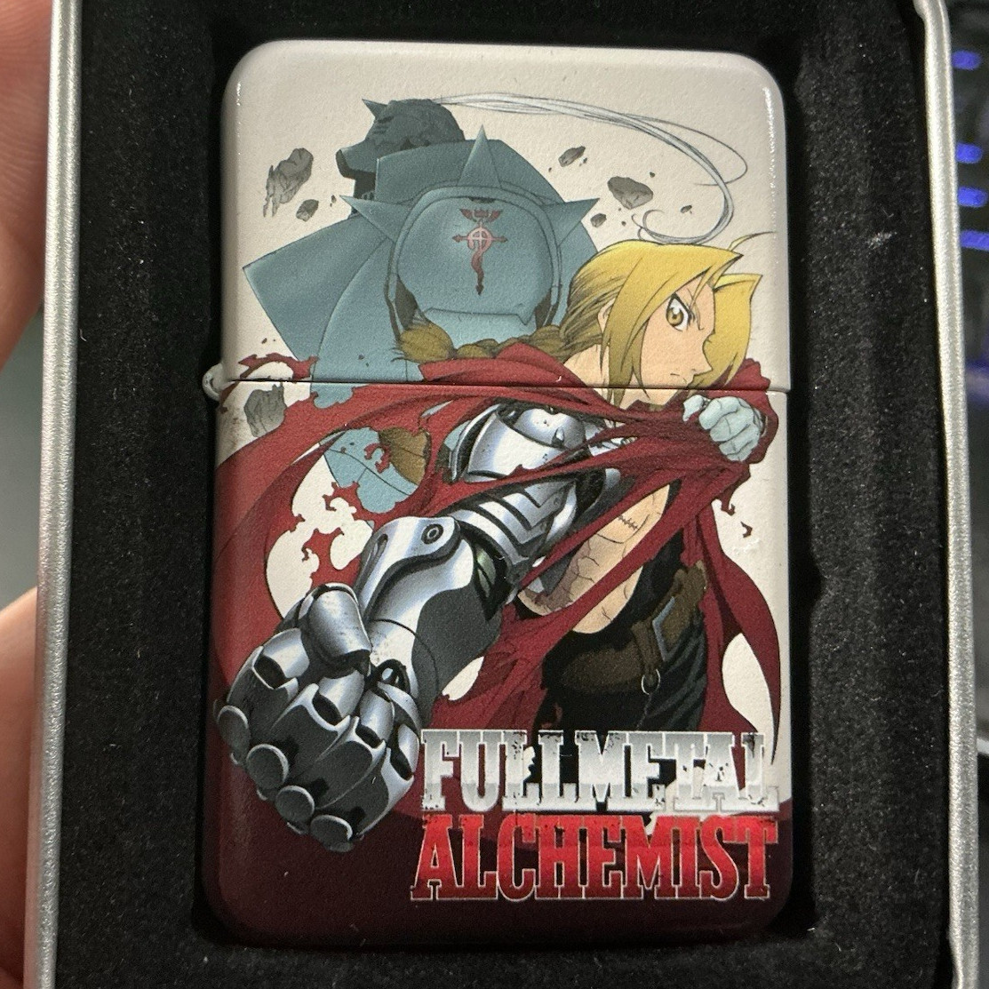 Fullmetal Alchemist Anime Graphic Windproof Flip-Top Lighter Metal White Fullmetal Alchemist Anime Graphic Windproof Flip-Top Lighter Metal White