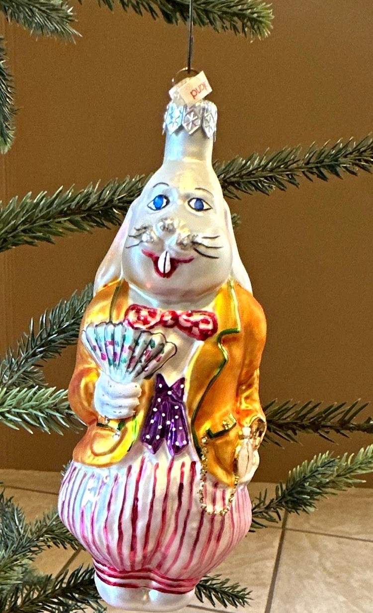 VTG 1996 Kurt Adler Polonaise White Rabbit Glass Ornament LTD Edition 2594/10000
