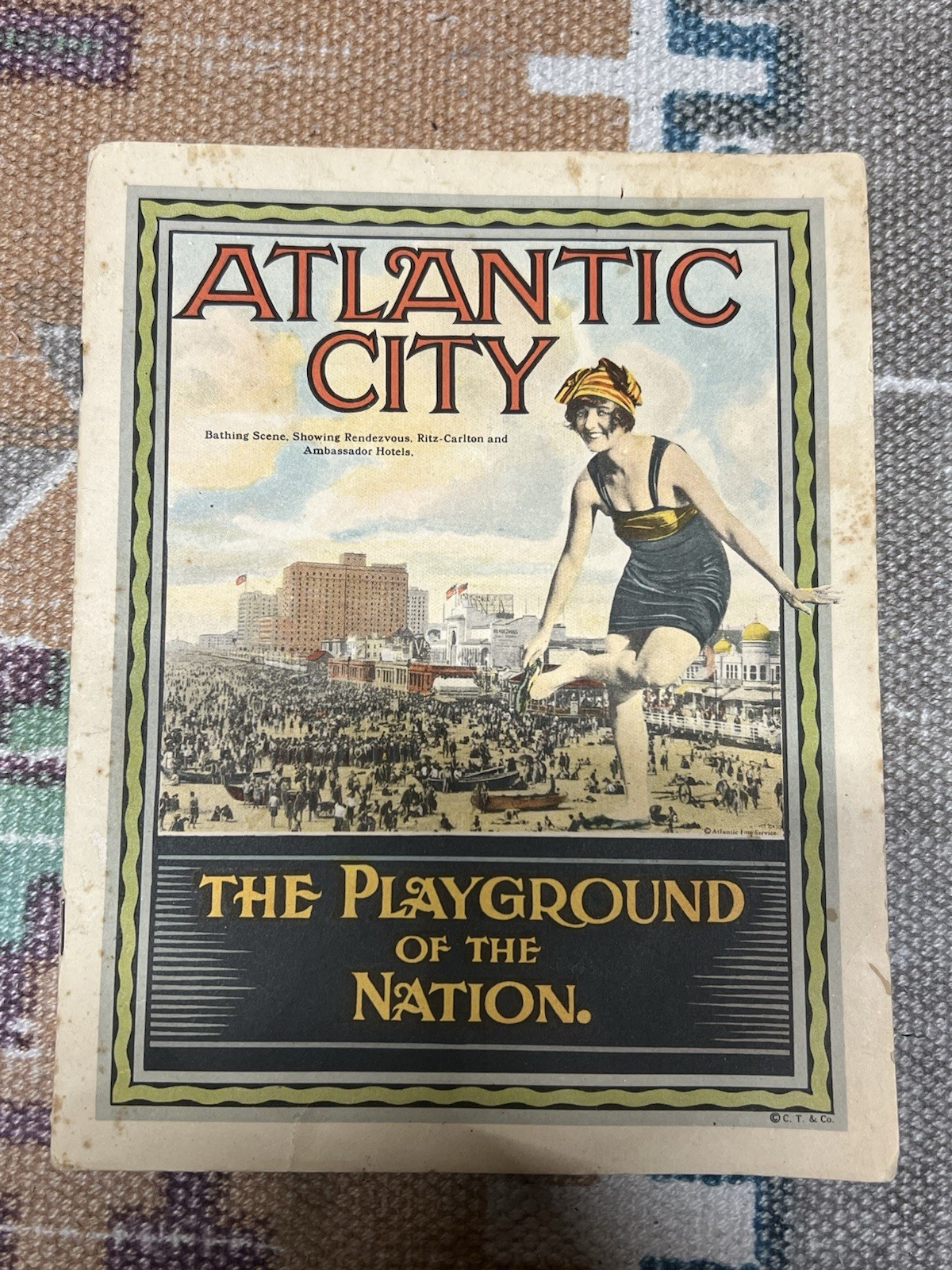 Antique Atlantic City NJ Souvenir Booklet Illustrated Boardwalk Beach c1920s