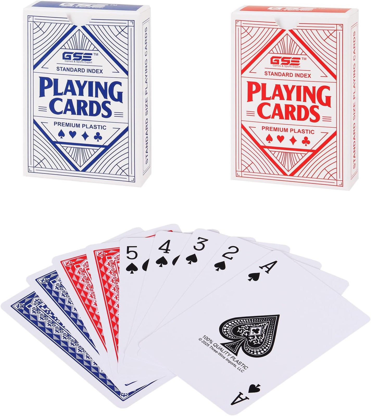 GSE Standard/Jumbo Index 100% Plastic Washable & Waterproof Playing Cards