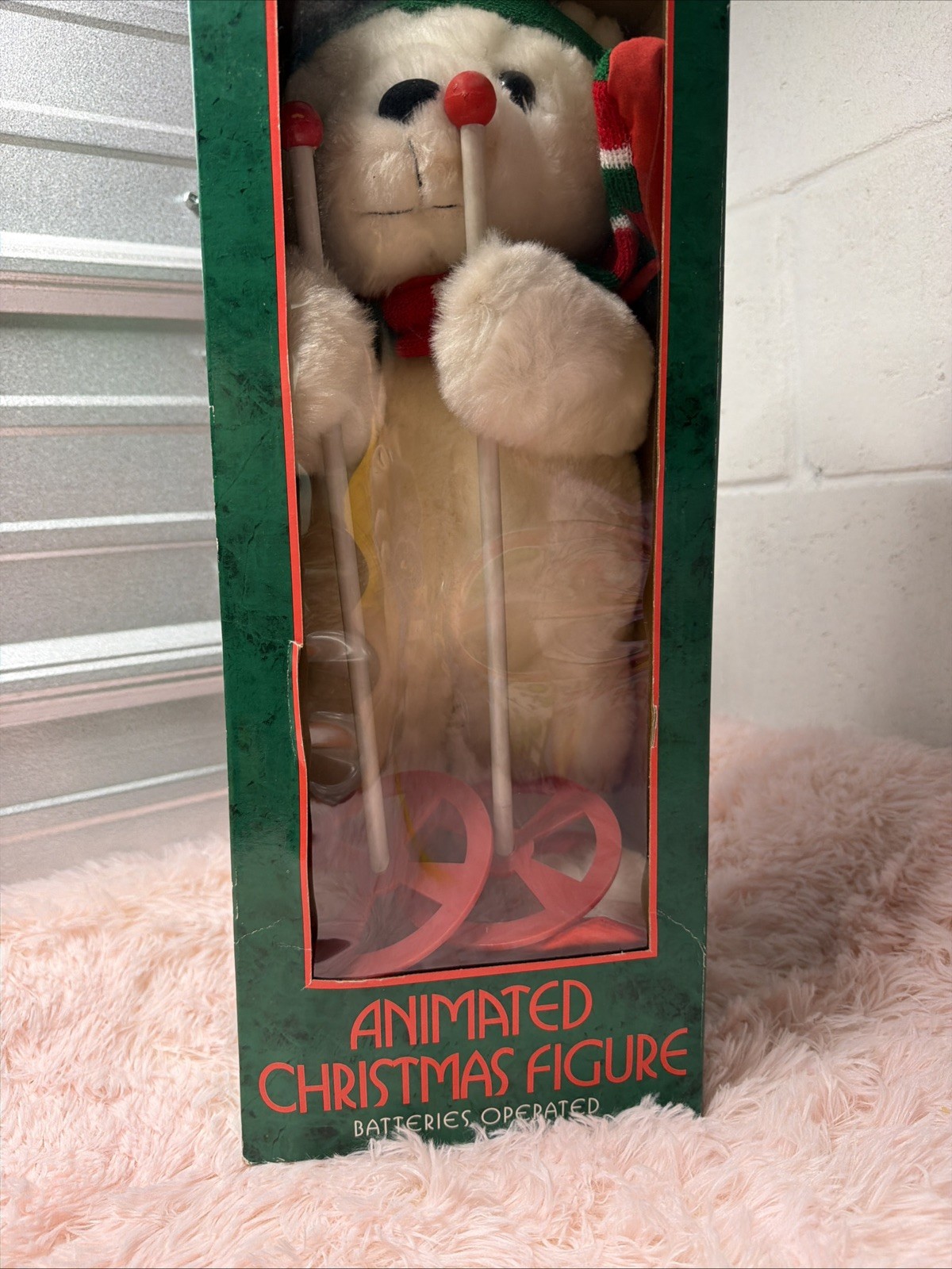 1996 Padma Vintage Animated Christmas figure ski bear red green tested 1996 Padma Vintage Animated Christmas figure ski bear red green tested