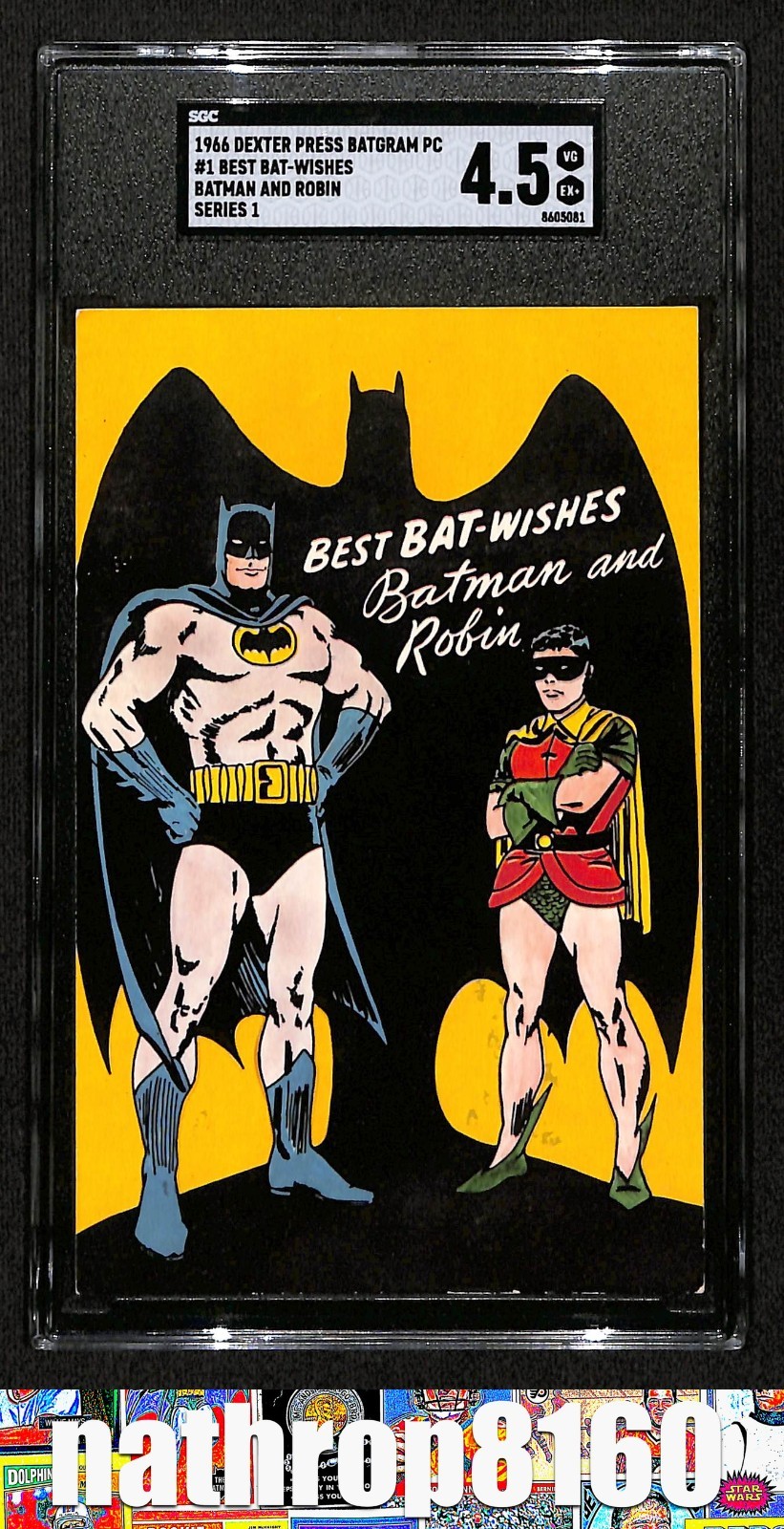 1966 Dexter Press Batgram Postcard #1 Batman & Robin Series 1 SGC 4.5 16177