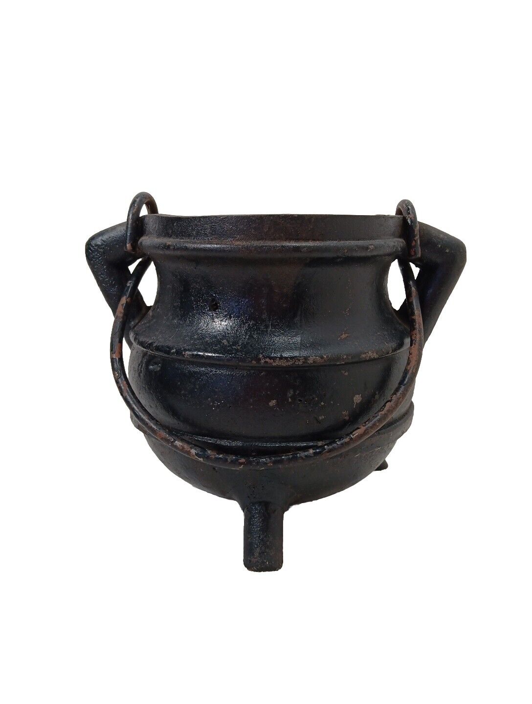 Cast Iron Ash Pot Black Swing Handle Feet 6 inches x 5 inches