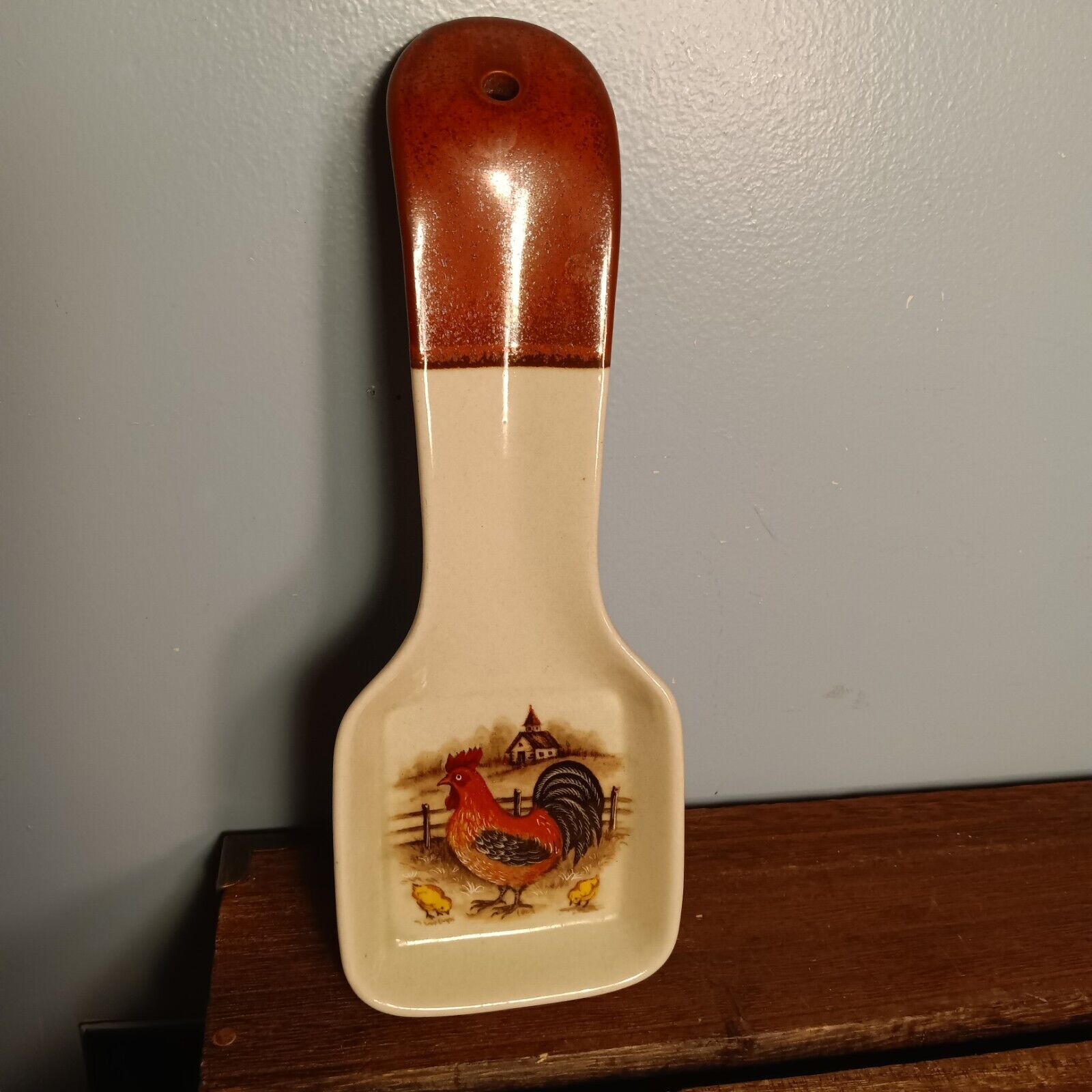 Otagiri Stoneware Spoon Rest, Chickens, Country, Hand painted