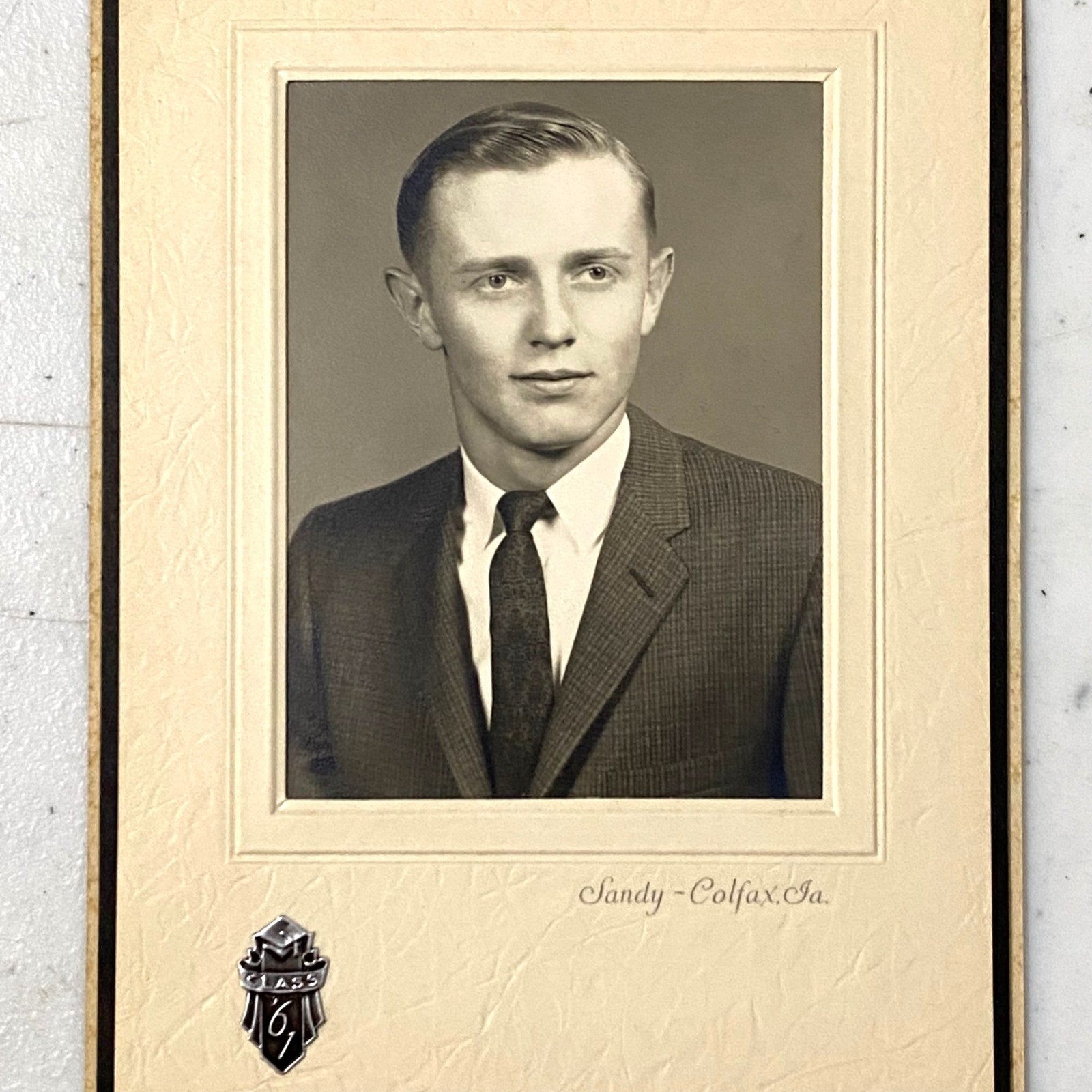 Graduation Photo Card McClintic Young Man Class of 1961 Sandy Colfax Iowa USA