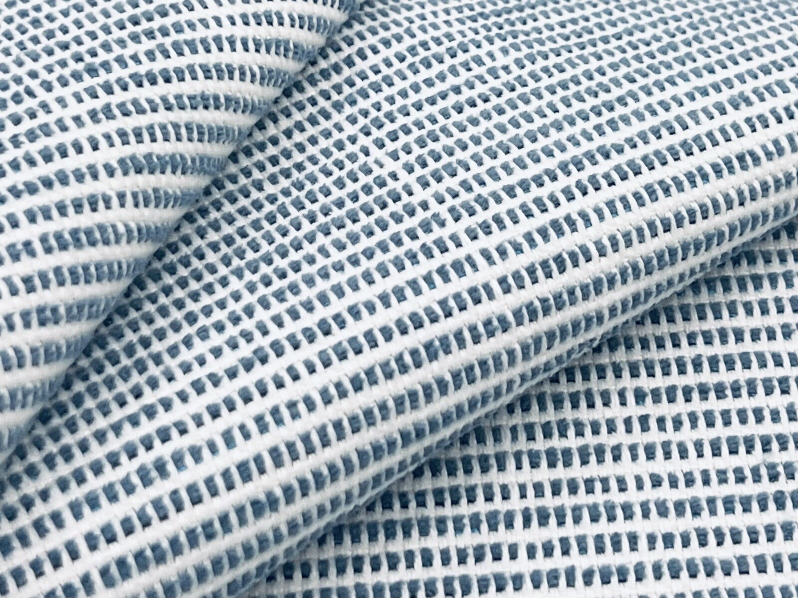 Thibaut Woven Crypton Rippled Ottoman Uphol Fabric- Dune / Lake 3.30 yds W75223