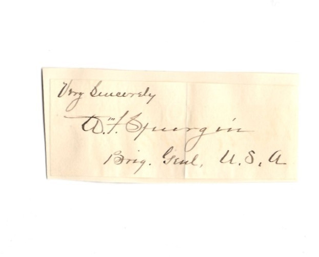 General William F. Spurgin (1838-1904) Signed Clip / Autographed Spurgin\'s Slide