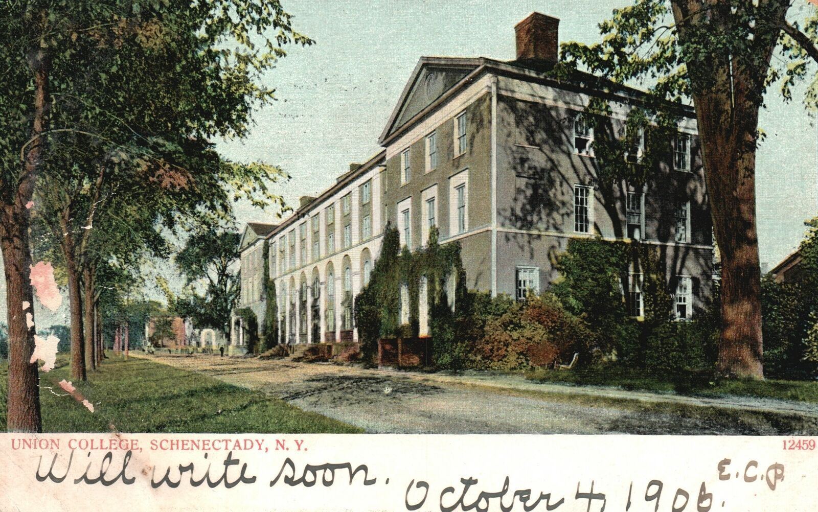 Vintage Postcard 1906 Union College Schenectady New York NY Robson & Adee Pub.