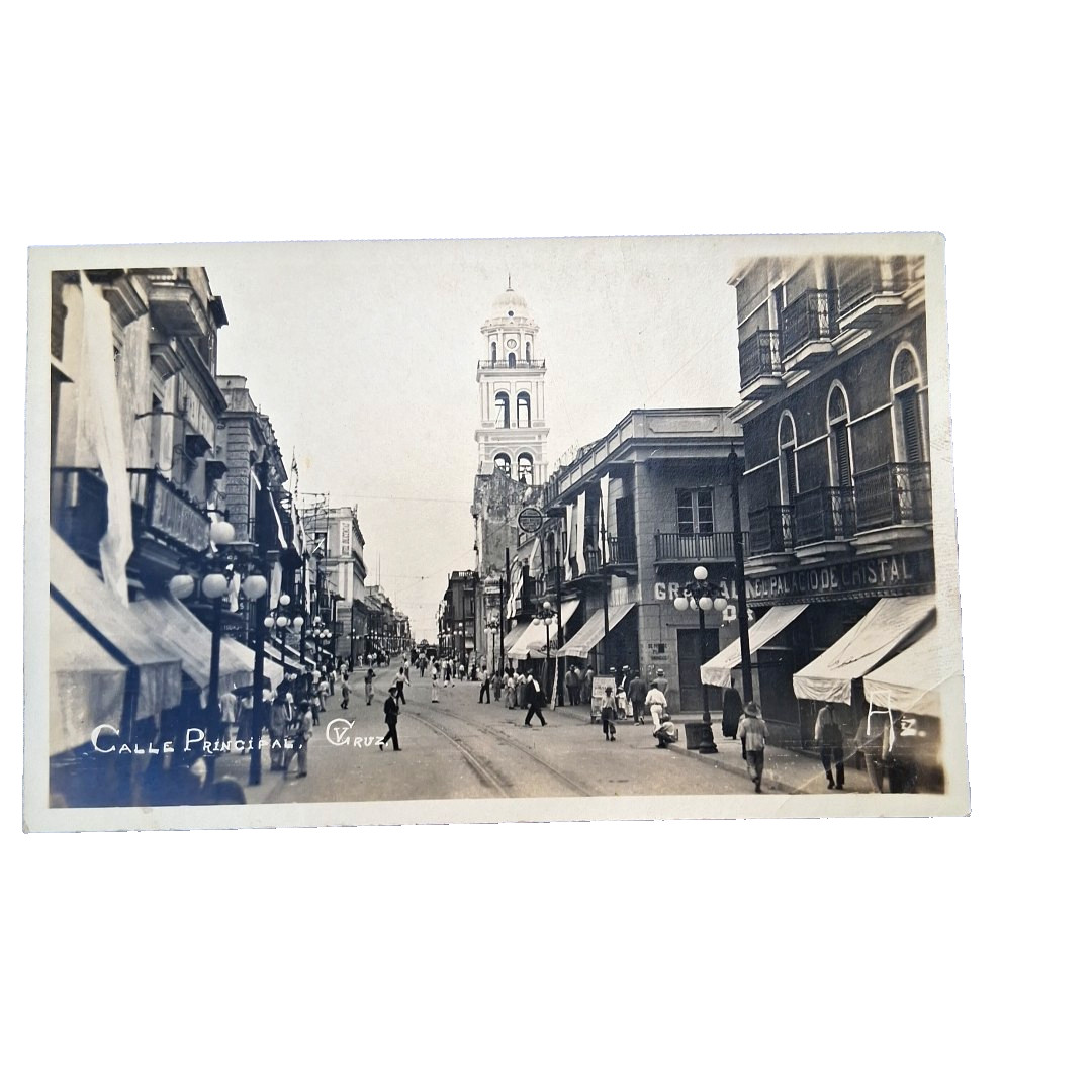 RPPC Gelatin Silver Calle Principal Veracruz Mexico Postcard 1918