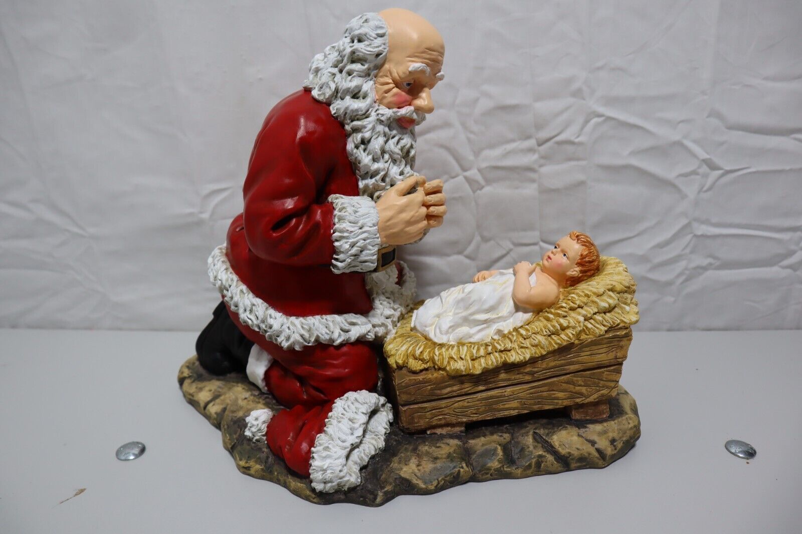 Christmas Kneeling Santa And Baby Jesus 1989/2002 By R P Gauer, Roman