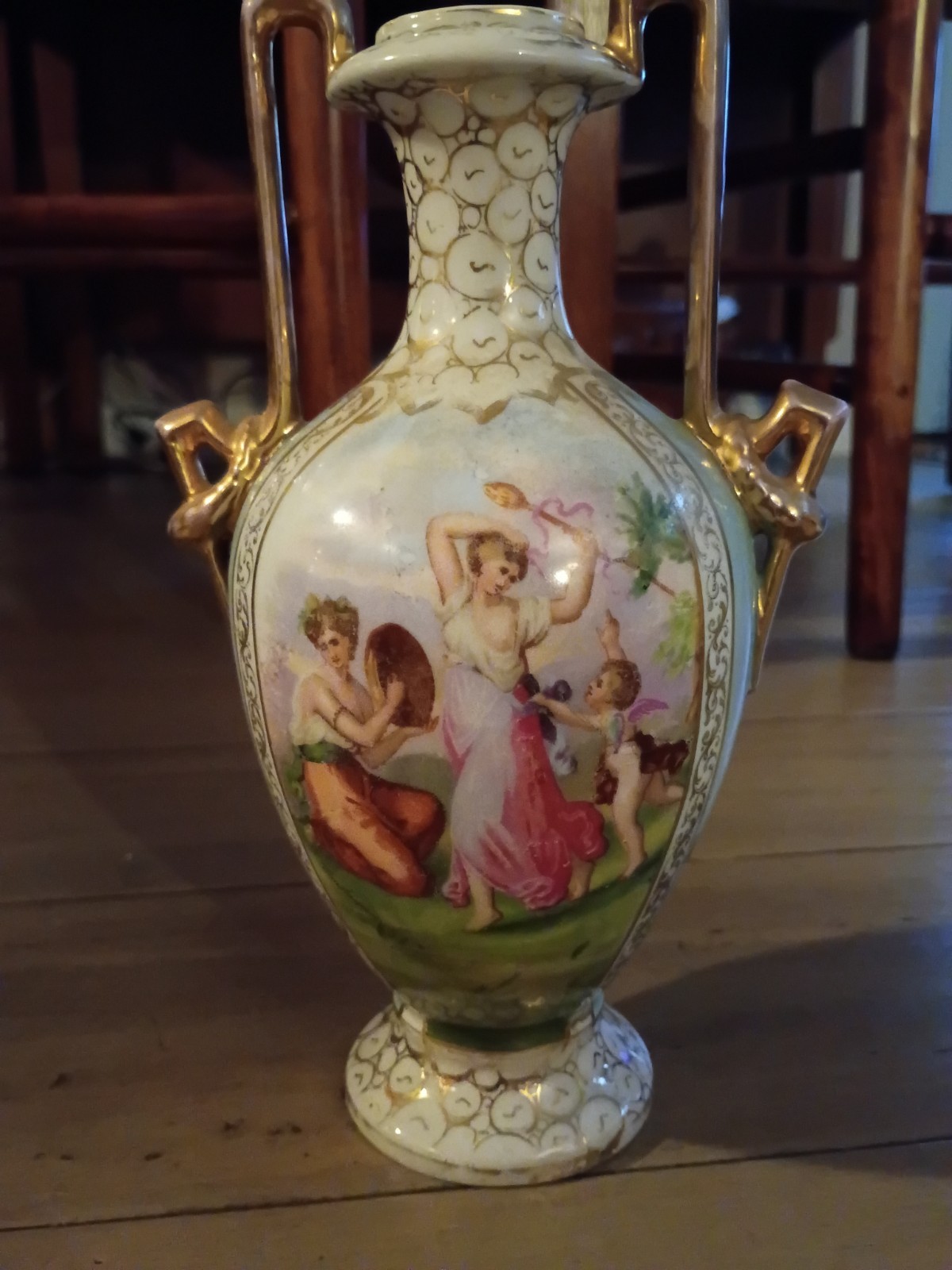 Antique 1900s Angelica Kaufmann Image Vase Austrian Bavarian Antique 1900s Angelica Kaufmann Image Vase Austrian Bavarian