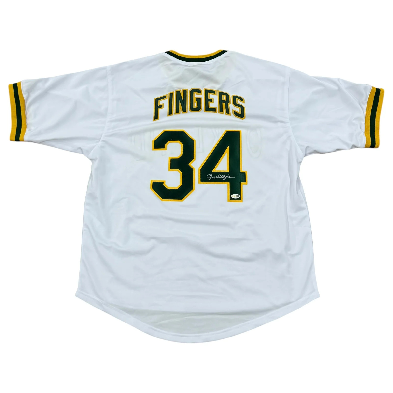 Rollie Fingers Autographed Oakland (White #34) Custom Jersey- JSA