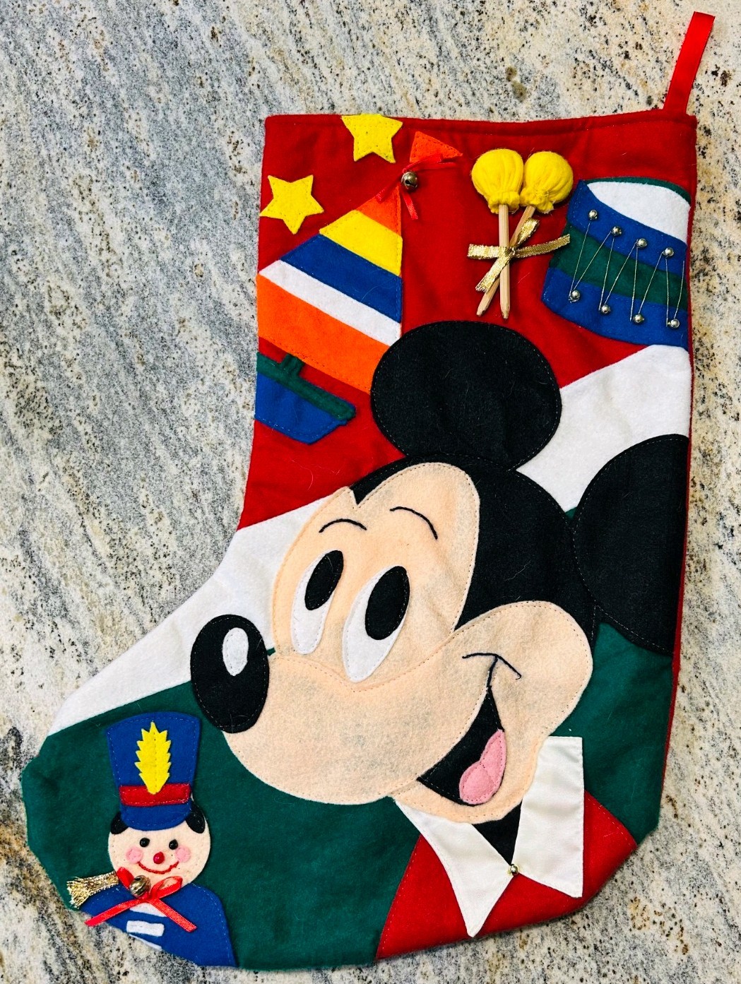 Vintage 1990s Disney Store Mickey Mouse Oversized 3D Felt Christmas Stocking