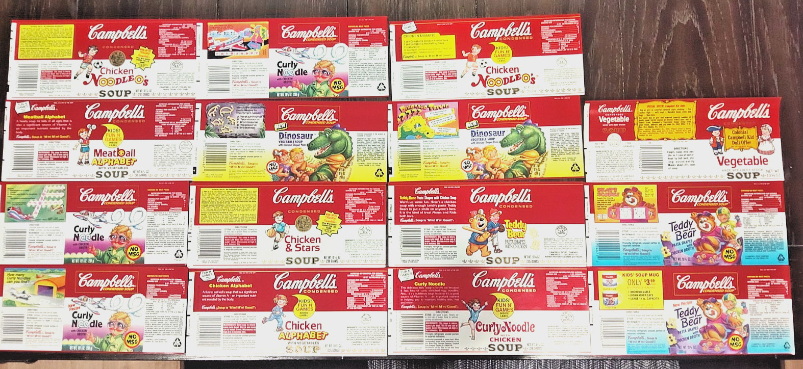Vintage Campbell\'s Soup Label Lot 15 DIFFERENT X 1 each CAMPBELL\'s KIDS total 15