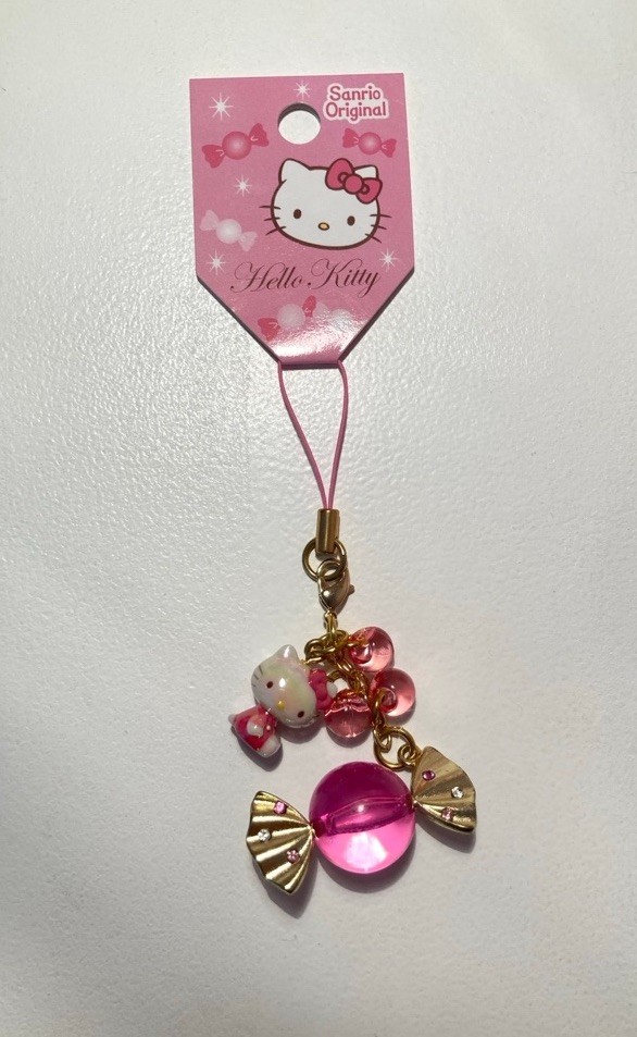 Rare Vintage Sanrio Hello Kitty Pink Candy Charm Keychain Phone Strap NWT JP