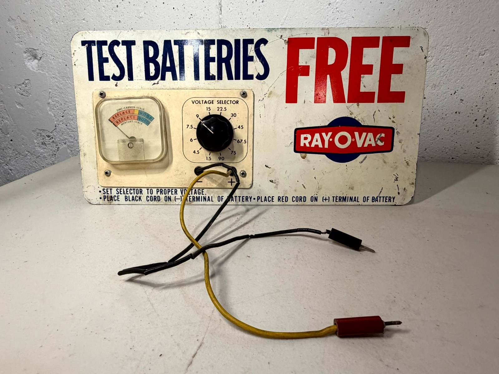 Old Ray-O-Vac Free Battery Tester Sign Old Rayovac Test Batteries Advertising