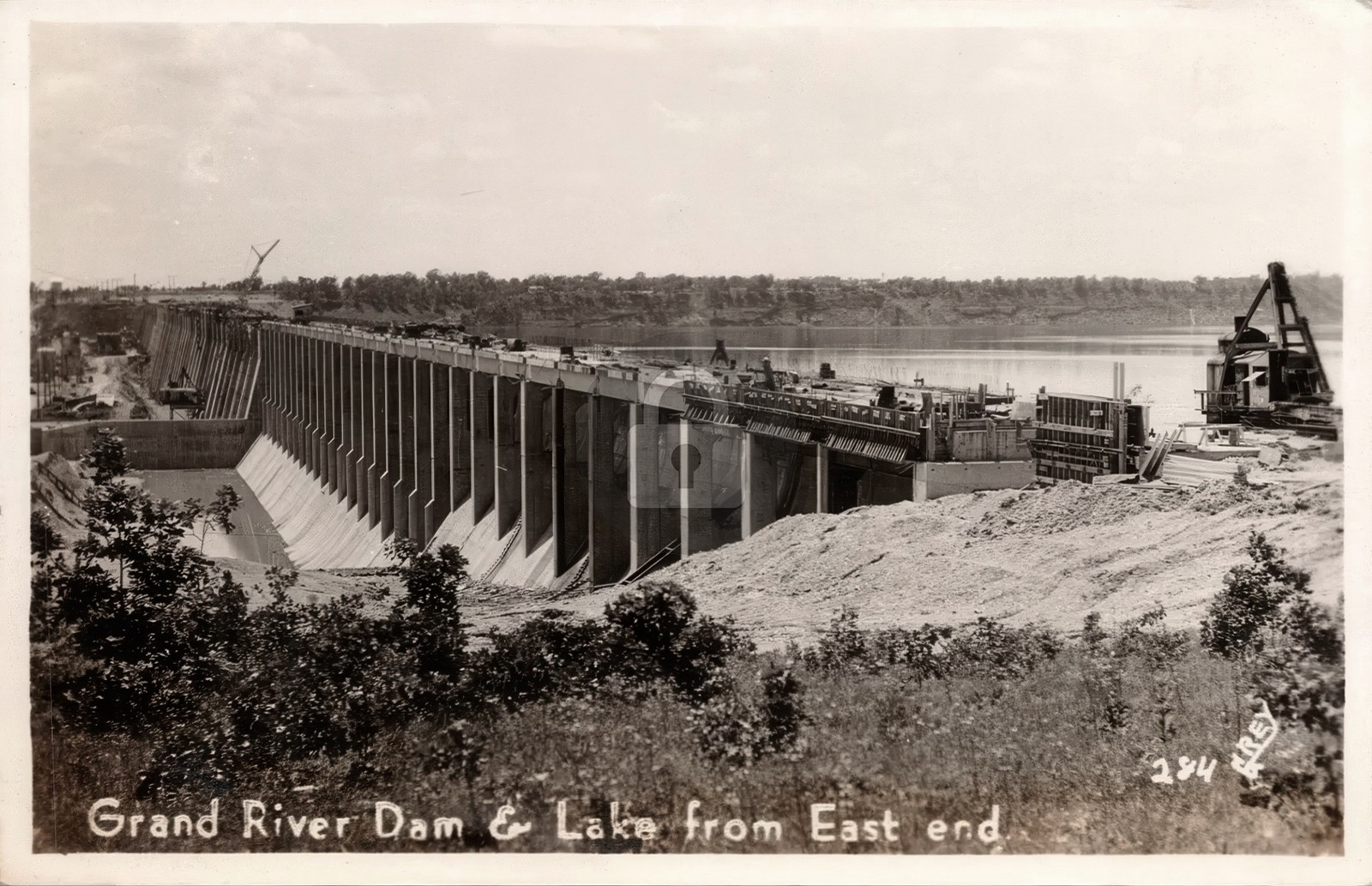 Disney Langley Oklahoma OK Grand River Pensacola Dam c1938 RPPC Postcard COPY