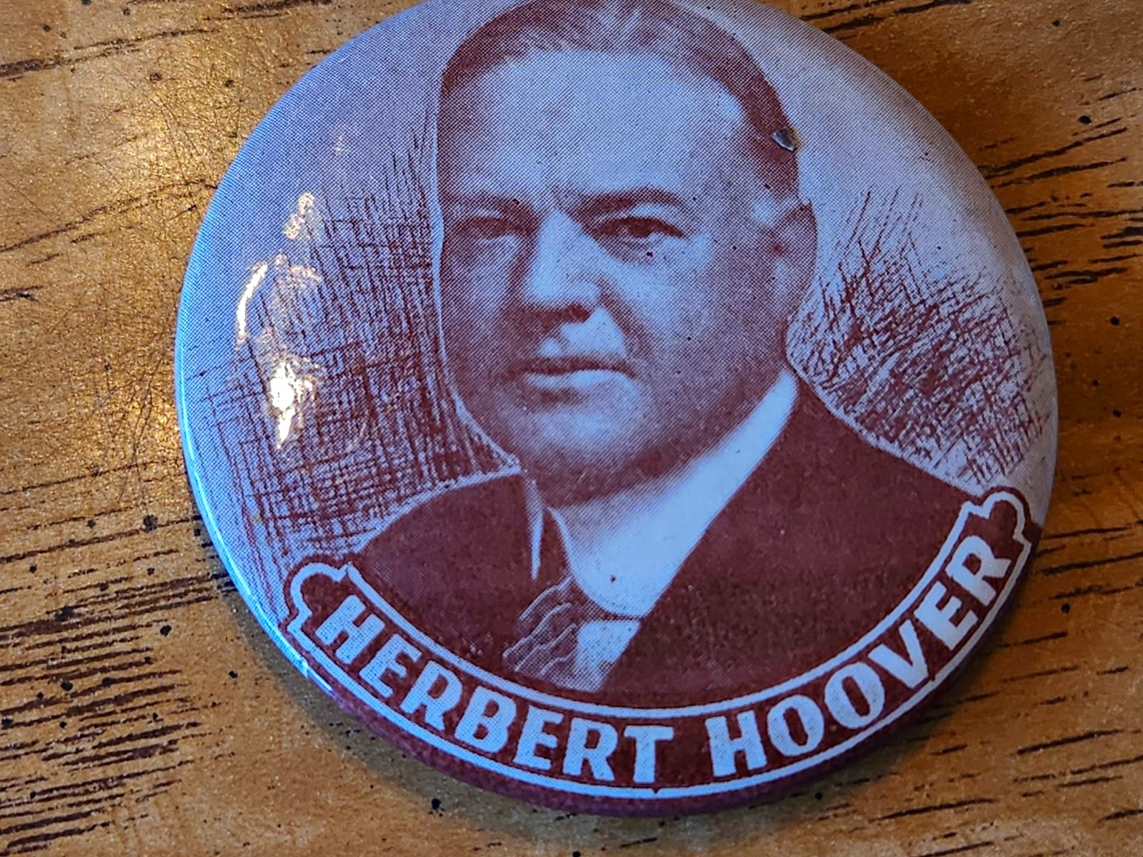 Herbert Hoover Political Campaign Pinback Button - Elections & Politics vtg 