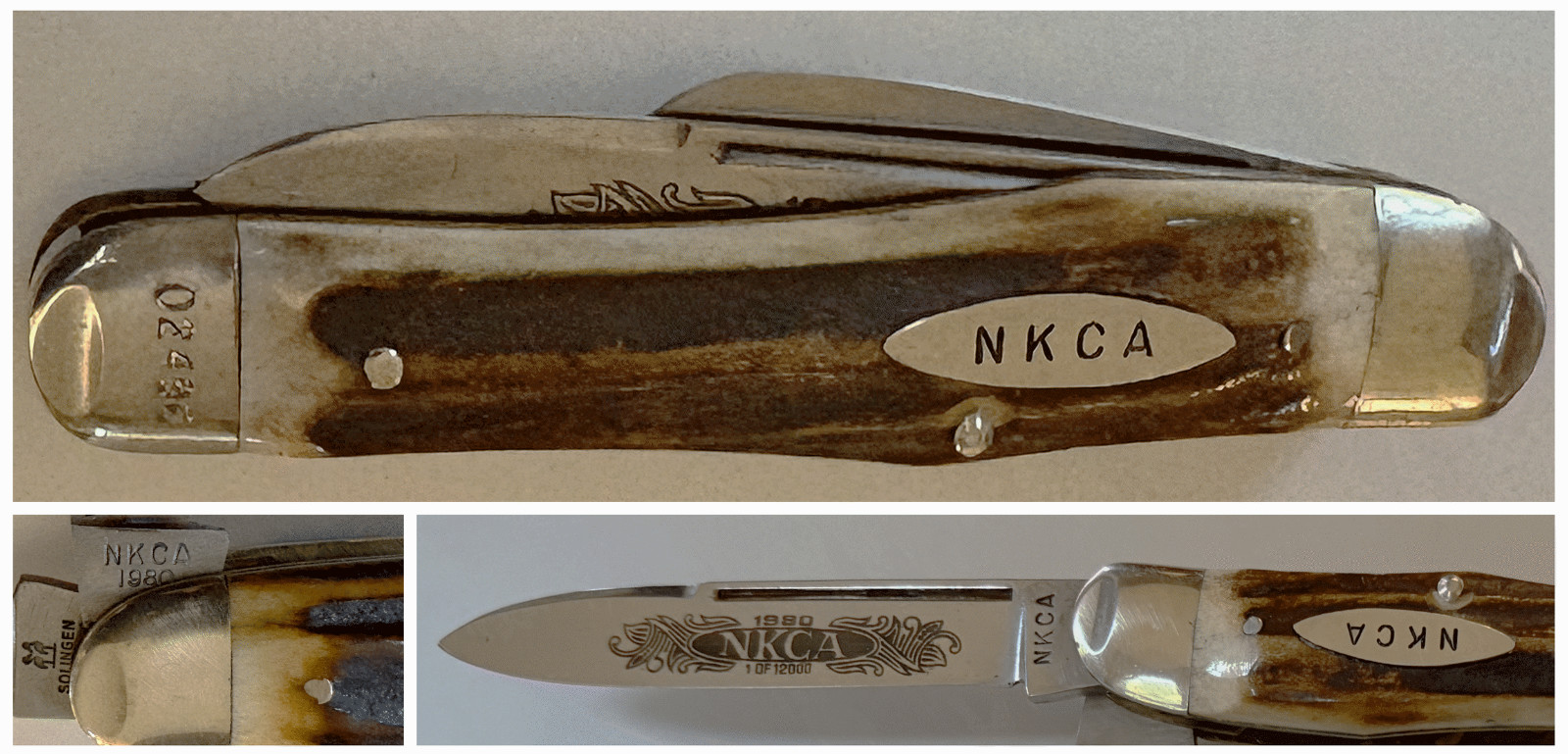 1980 NKCA Stag Stockman Folding Knife 02496 of 12k; Klass KC Germany; Near Mint