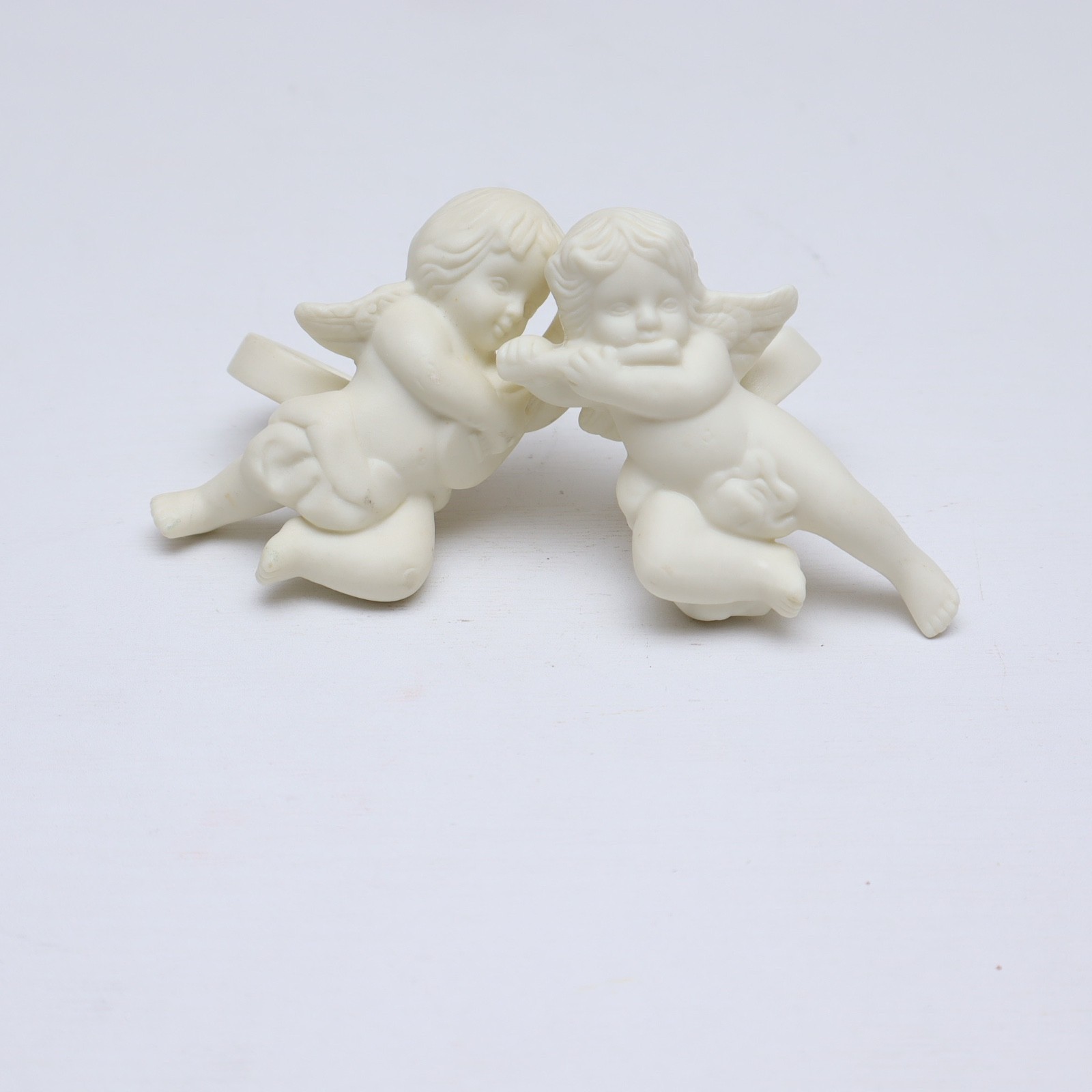 Vintage Partylite Cherub Angel Candle Follower Set White Porcelain Model P0190