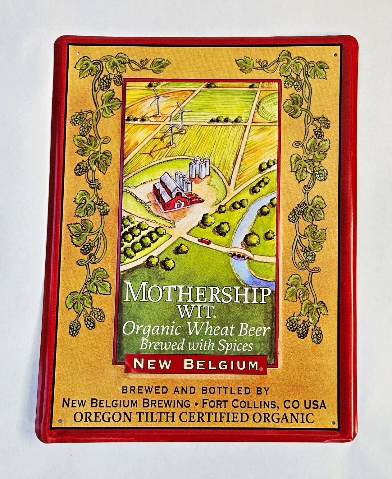 New Belgium Mothership Wit Organic Wheat Beer Tin Sign Breweriana
