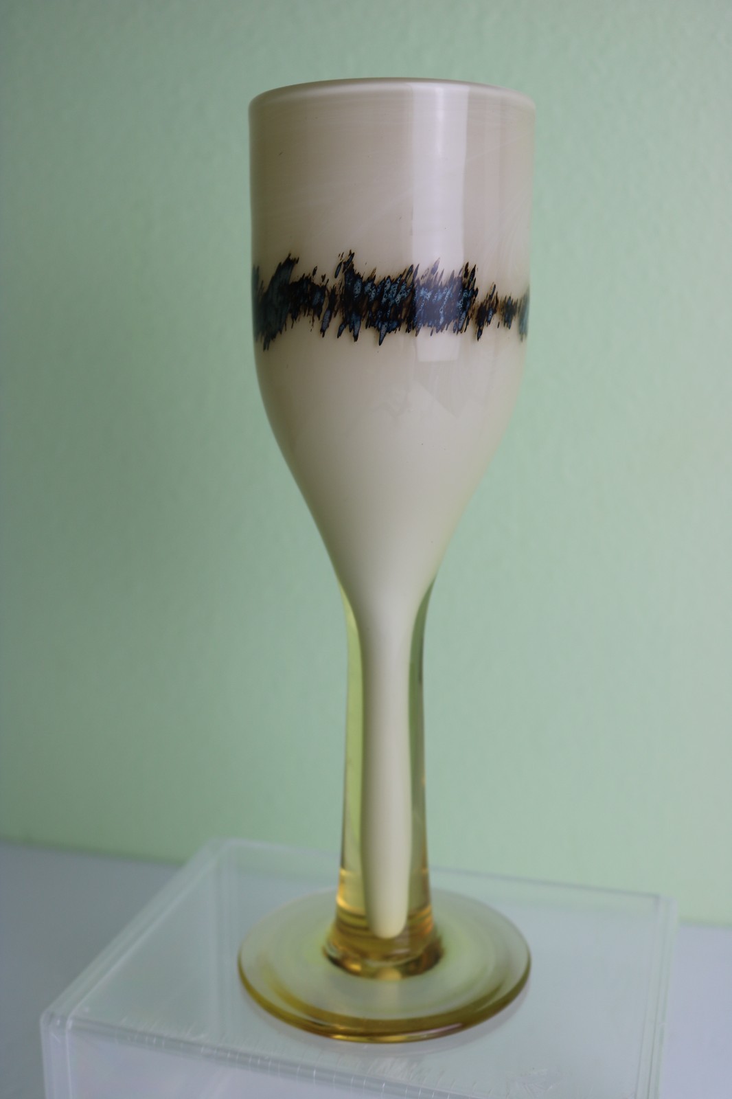 Vintage Michael Nourot Art Glass Goblet Hand Blown Collectable Wine Glass