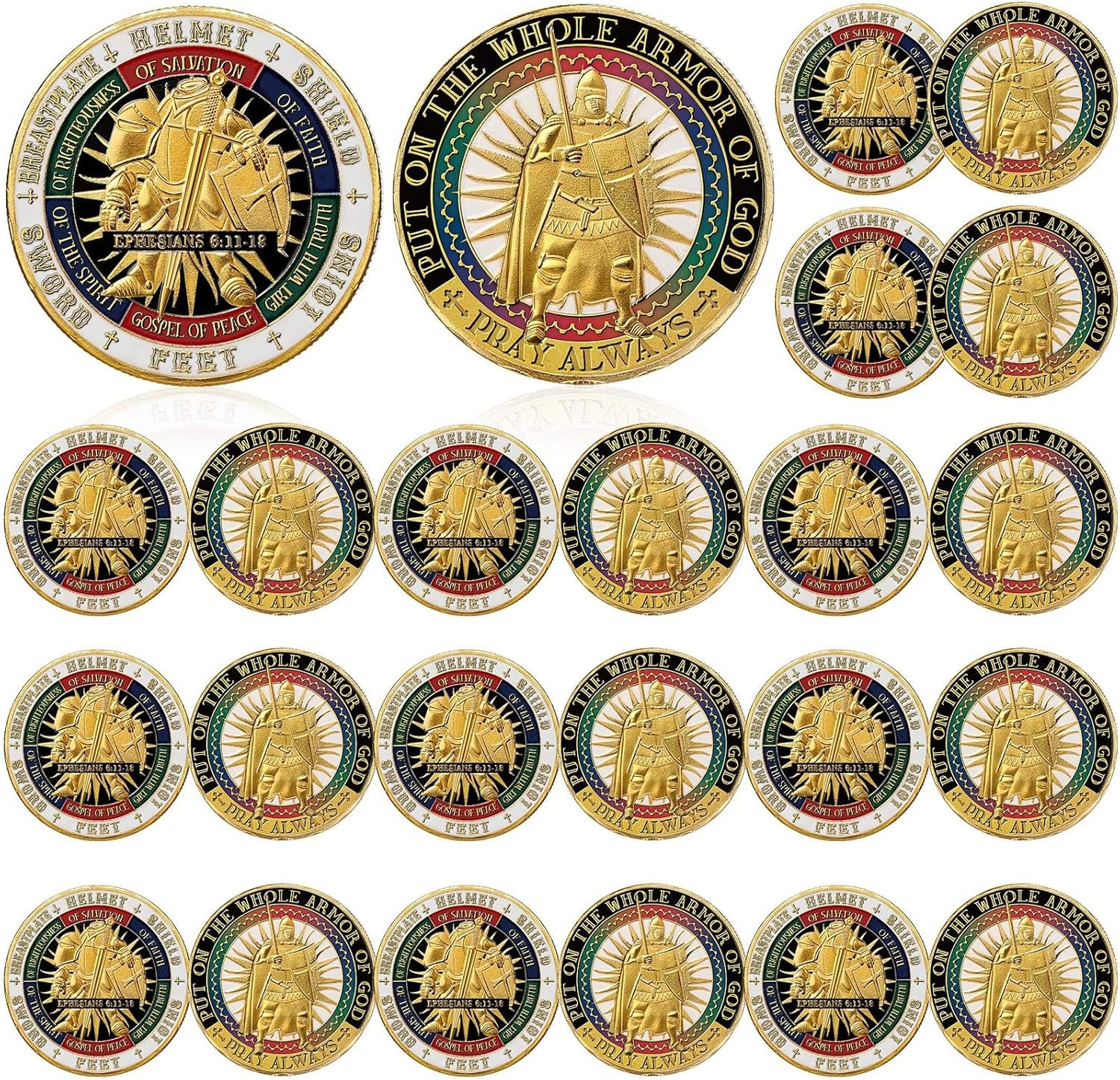 24 Pcs Put on the Whole Armor of God Coin round Commemorative Coins Souvenir