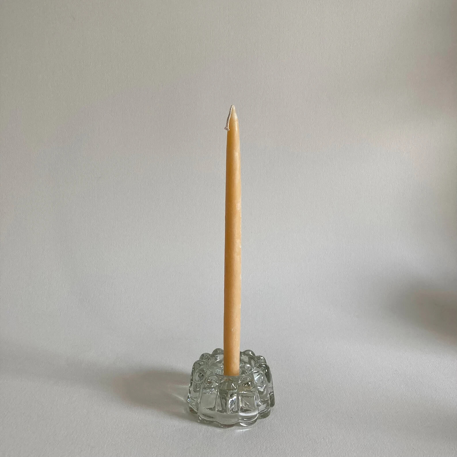 Mid Century Glass Candleholder - Low Profile Glass Candlestick – 2” Inches Tall