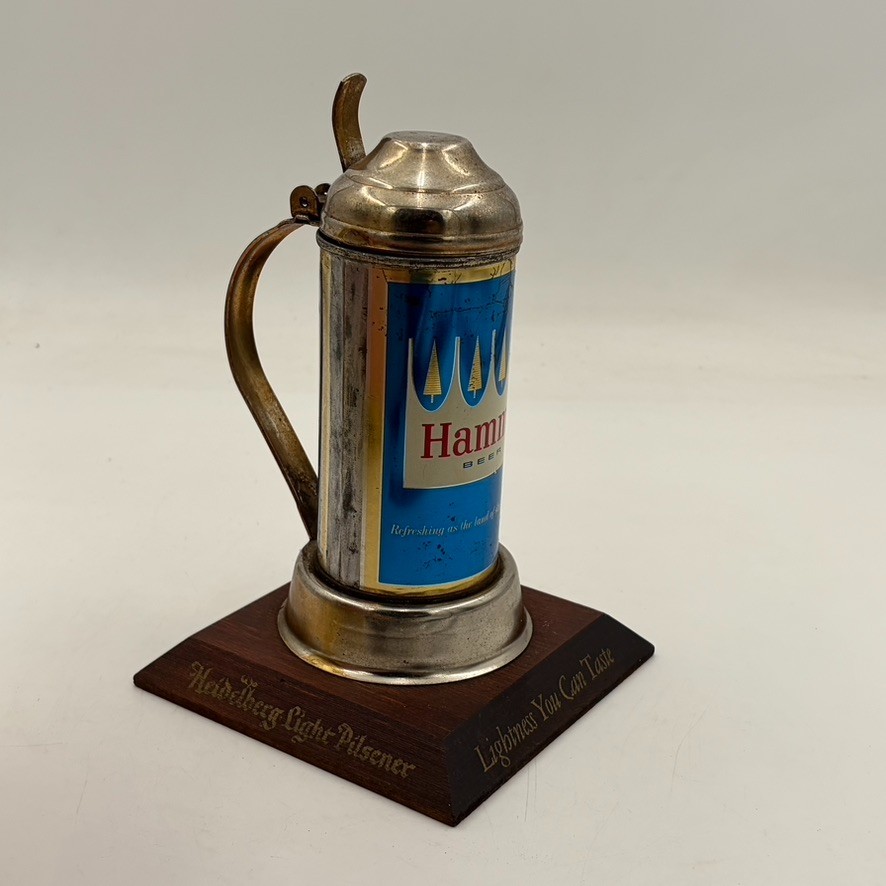 VTG HEIDELBERG LIGHT PILSENER HAMM\'S BEER CAN STEIN DISPLAY Trophy Folk Art Rare VTG HEIDELBERG LIGHT PILSENER HAMM\'S BEER CAN STEIN DISPLAY Trophy Folk Art Rare