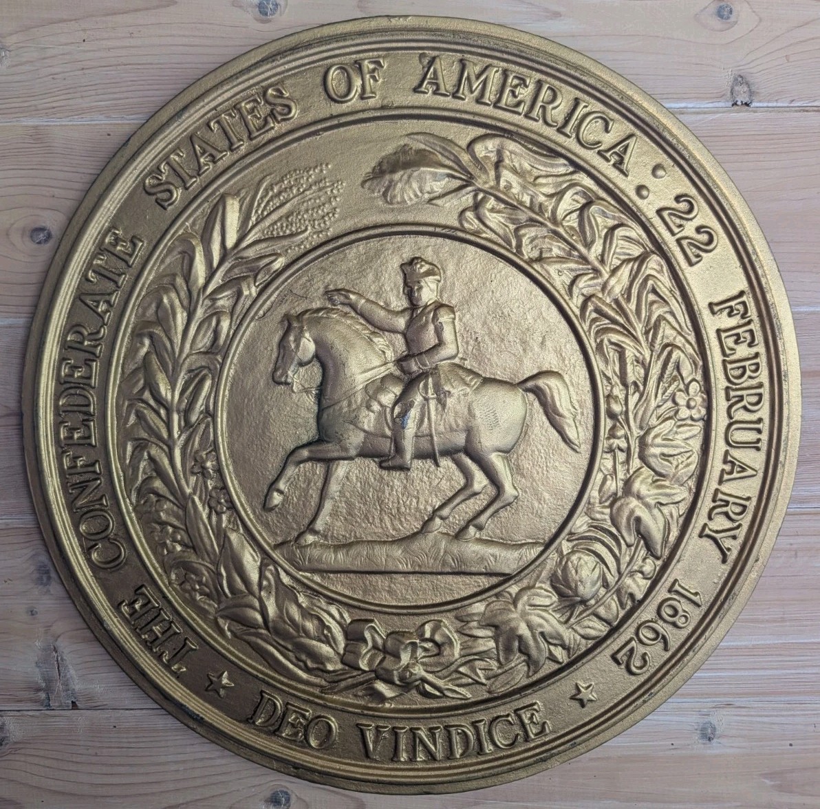 Vintage Metal Commemorative Great Seal of the Confederacy, Large 14\
