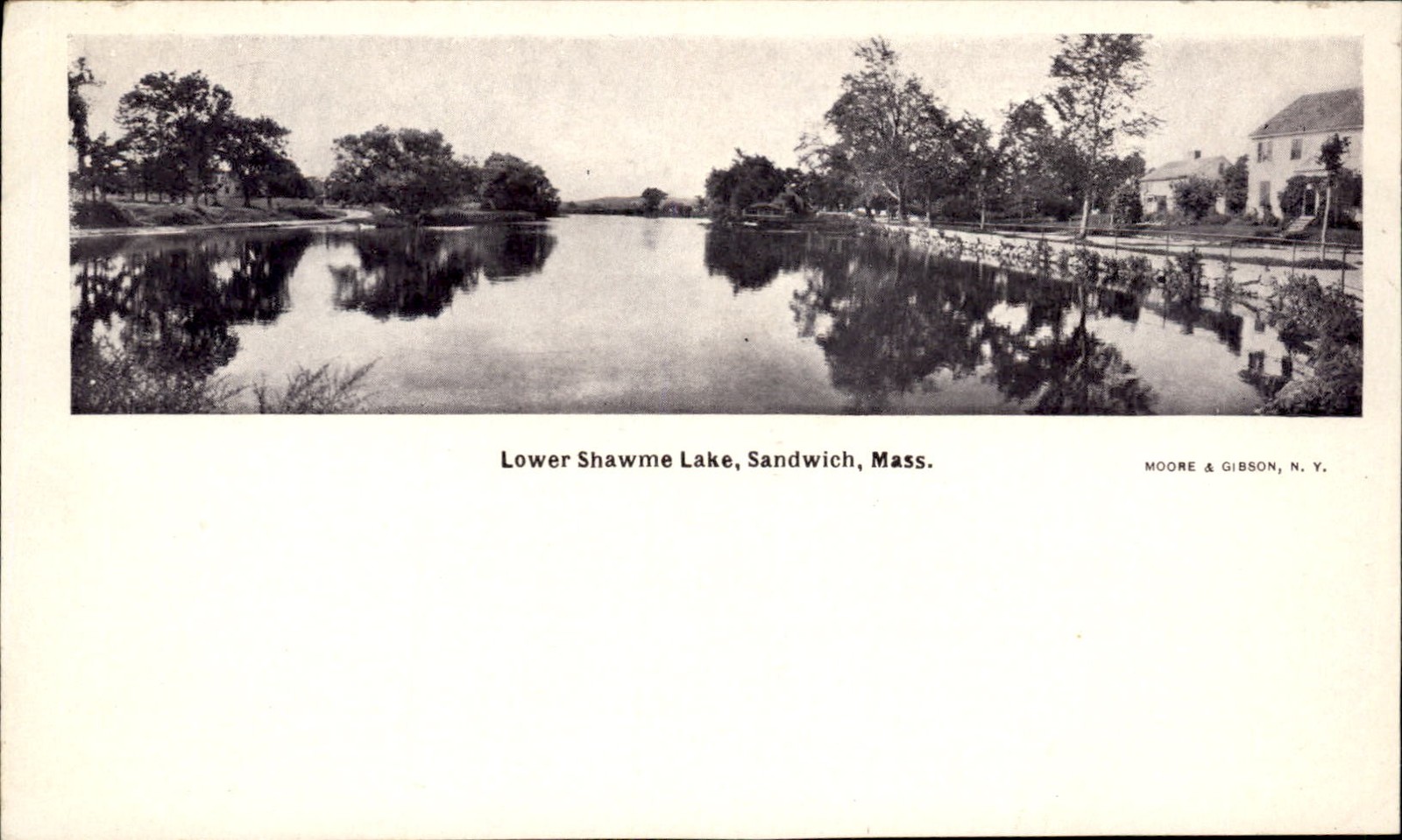 Sandwich MA Lower Shawme Lake Moore & Gibson c1900s-10s Vintage Postcard