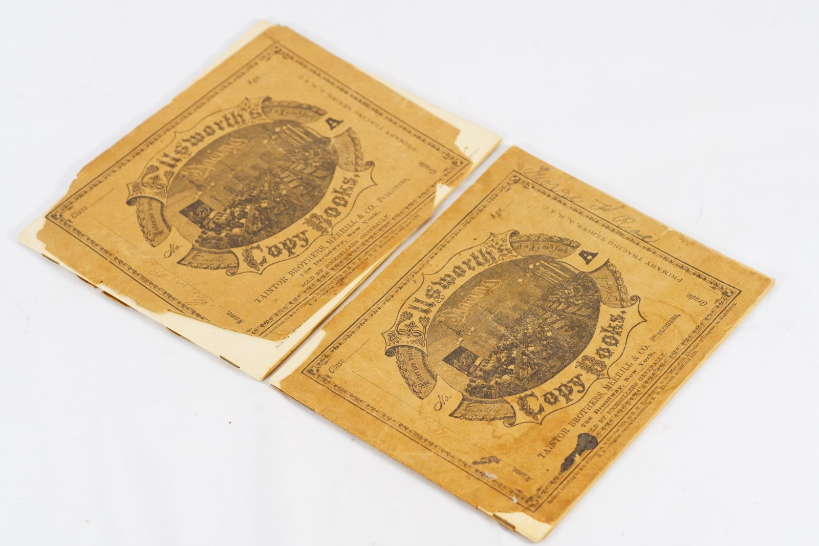 Antique Ellsworth Copy Books Grade School Writing R Esterbrook Advertising Rev