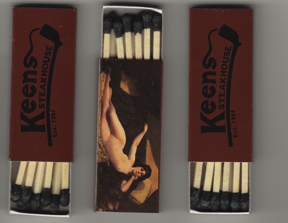 Keens Steakhouse west 36th street NYC New York City Matchbox Matches EX RARE Keens Steakhouse west 36th street NYC New York City Matchbox Matches EX RARE