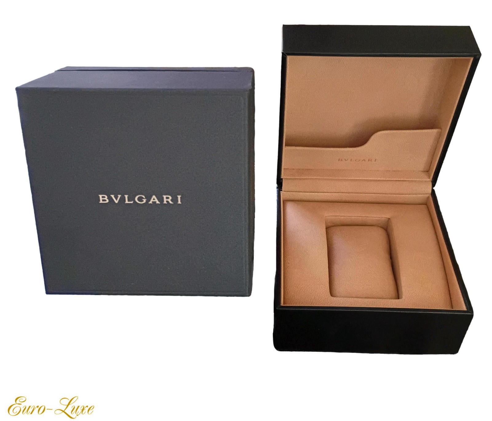 VINTAGE BVLGARI LEATHER WATCH CASE EMPTY BOX STORAGE PACKAGING SET