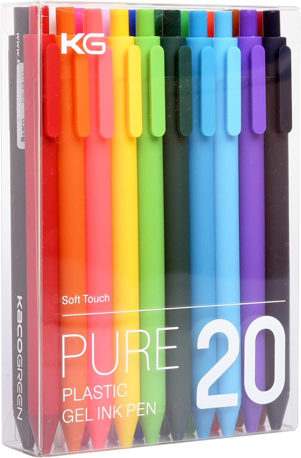 Kaco PURE Colored Gel Pens 0.5Mm 20 Pieces Set Colorful Multi-Color Ink Fine Poi