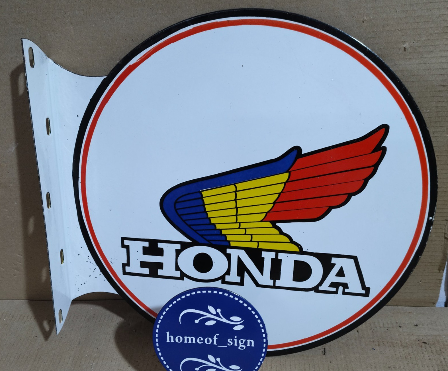 Honda Porcelain Enamel Sign 19.5 x 17 Inches 2 Sides