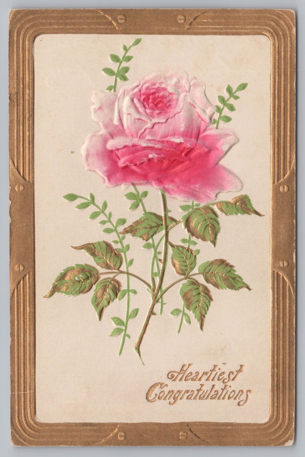 Heartiest Congratulations Greetings Embossed Postcard TS-18A