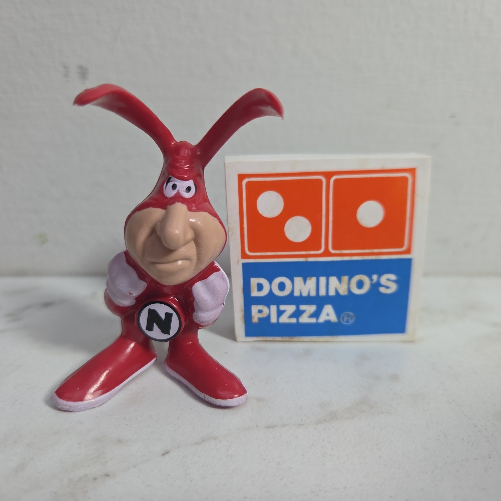 Vintage Domino's Noid with Pizza Box PVC Figure Toy 1987 2.5