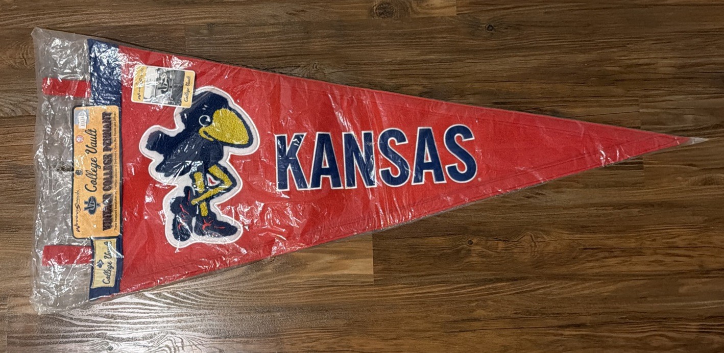 KANSAS UNIVERSITY KU 1912 JAYHAWK Felt Pennant Collectible KS College Large 40”