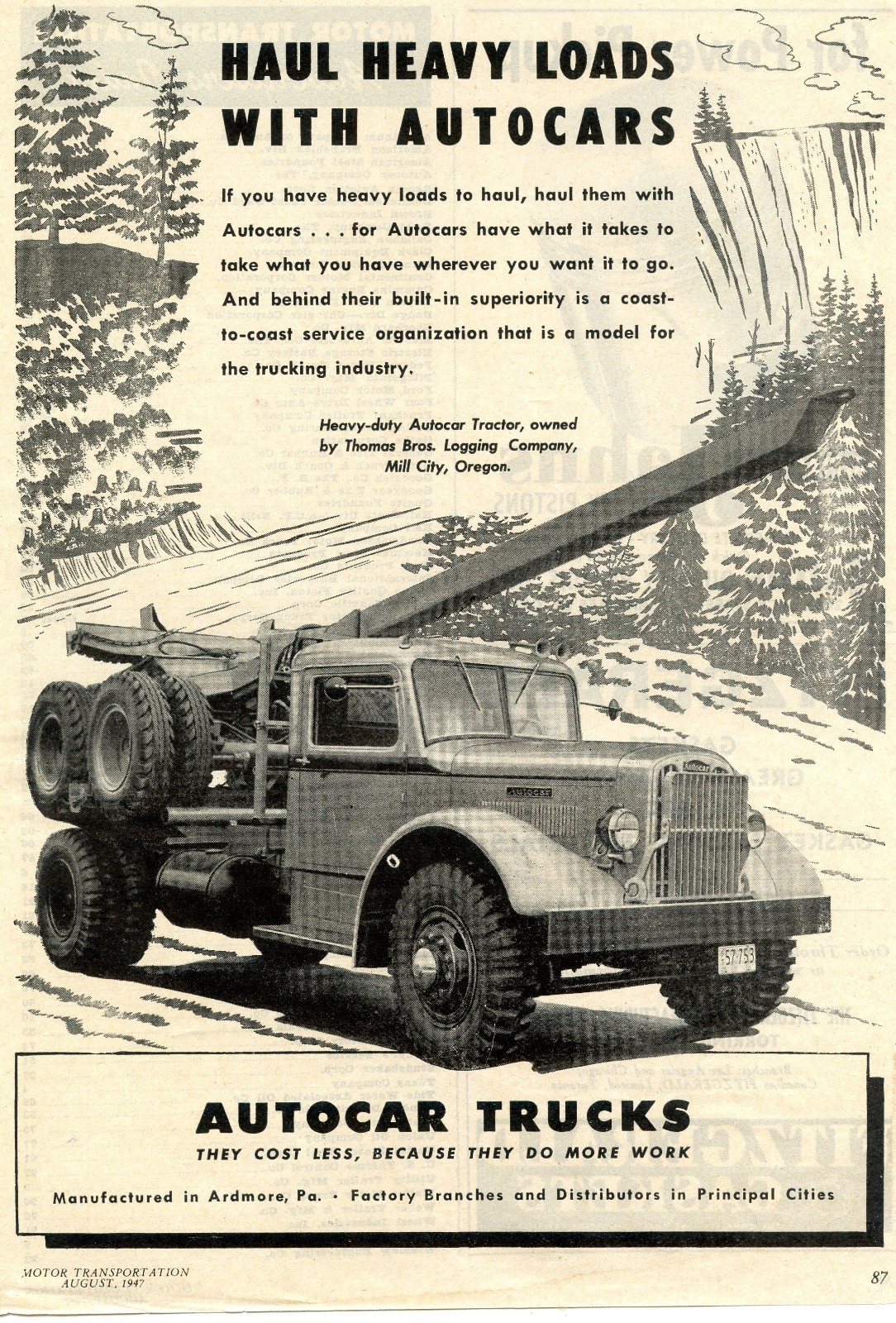 1947 AUTOCAR TRUCK AD