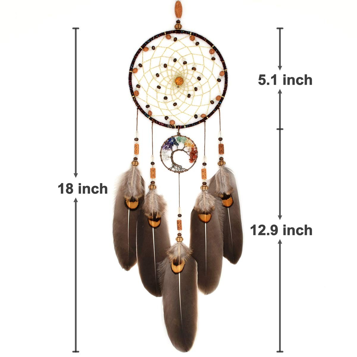 Adult Brown Boho Tree of Life Dream Catcher Wall Hanging Bedroom Decor