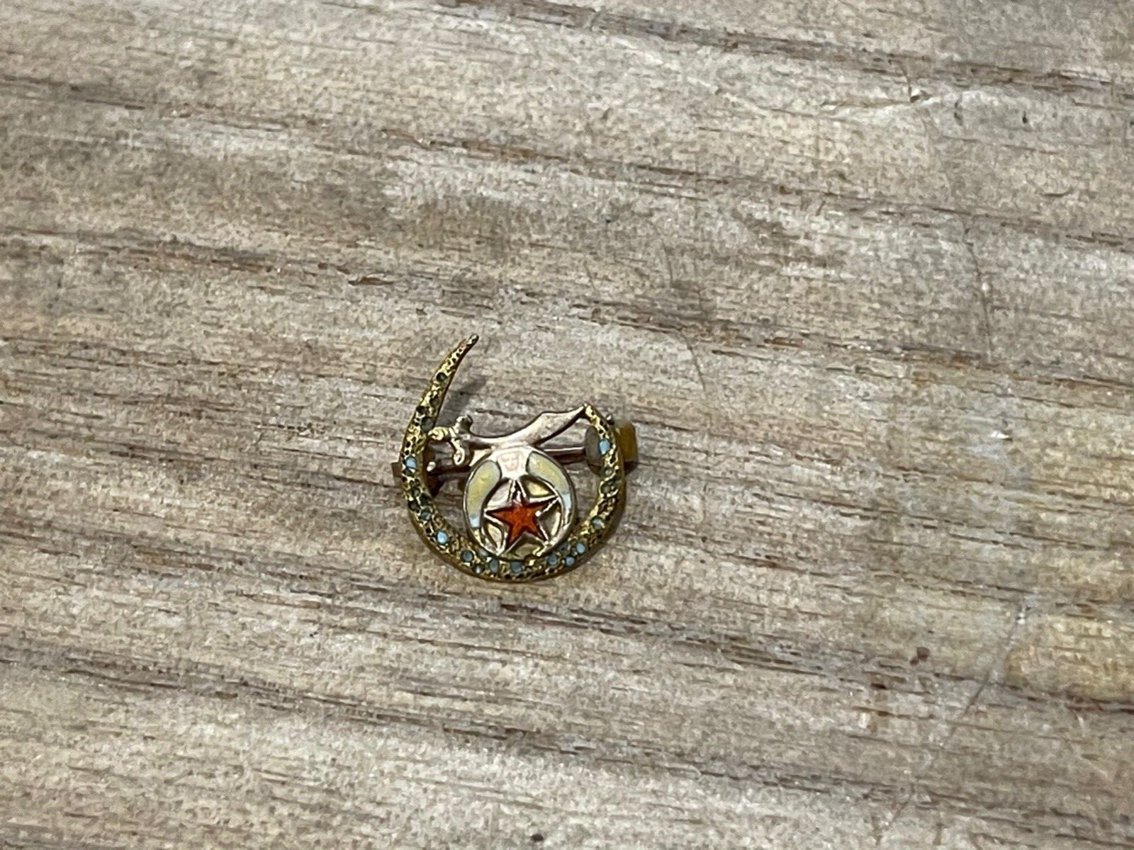 Antique 10k Gold & Enamel Shriners Masonic Pin Antique 10k Gold & Enamel Shriners Masonic Pin