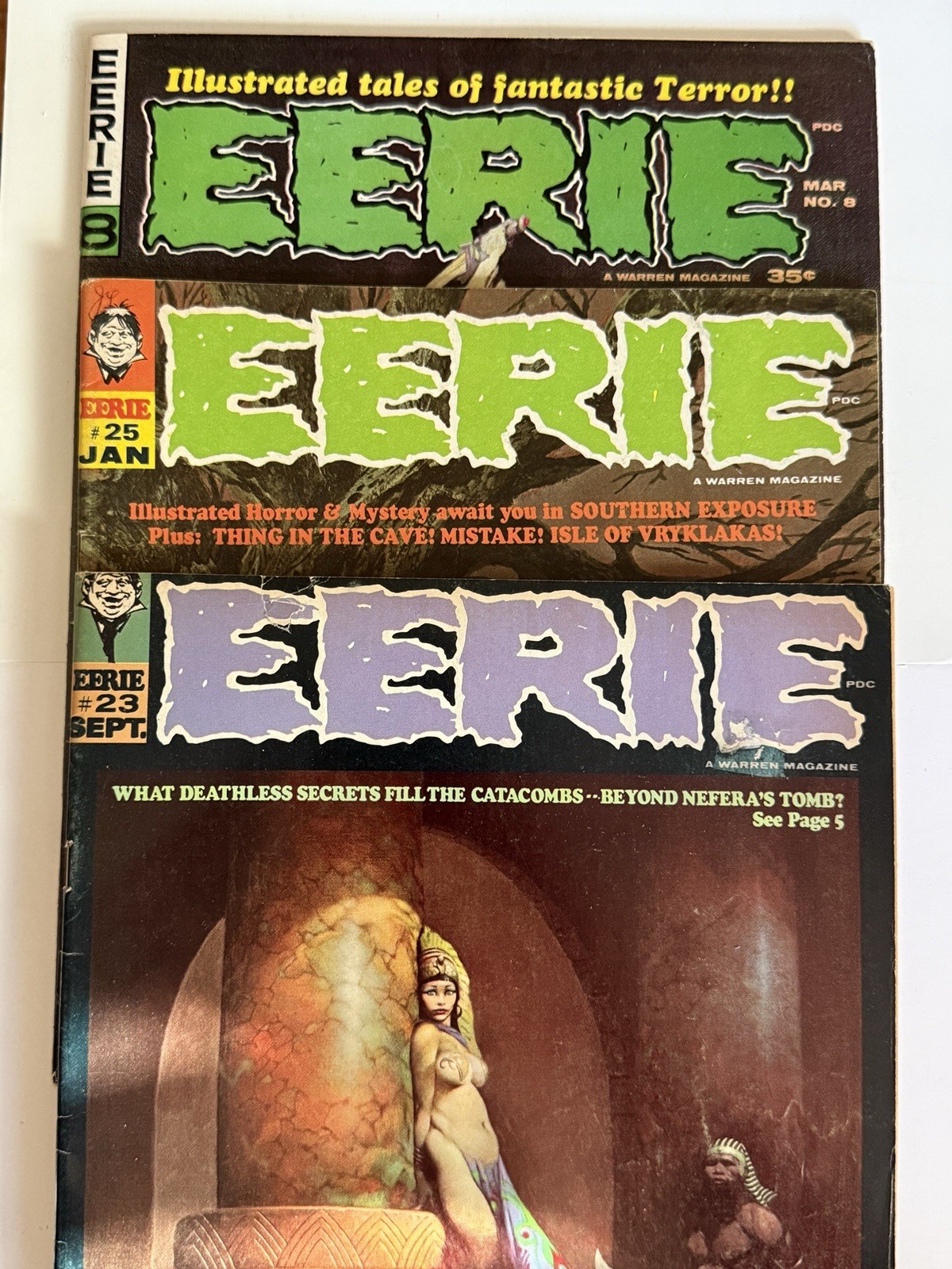 Eerie 23 , 25 , 8 Warren Magazine Lot (Frank Frazetta / Jim Steranko Covers) 