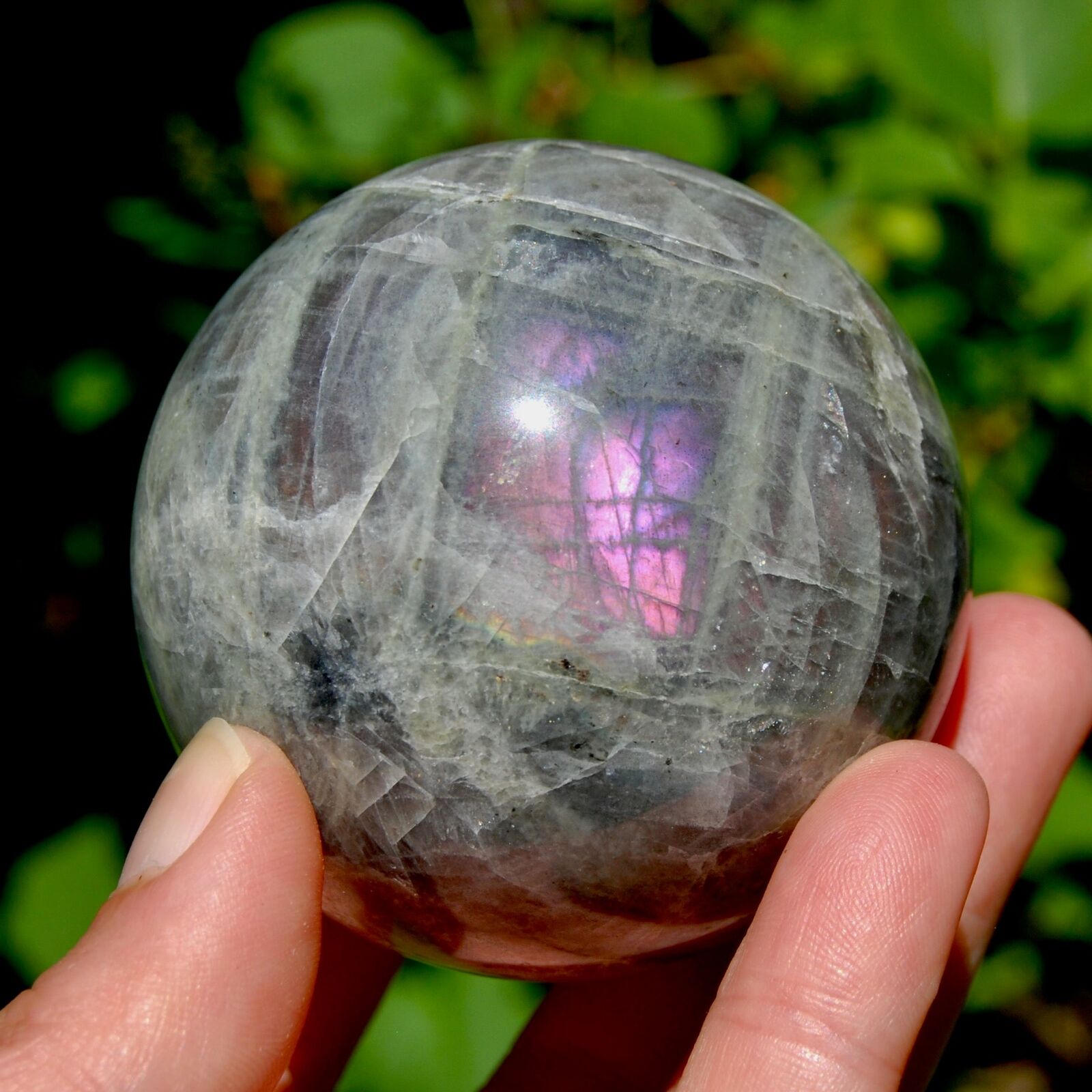 2.5in 375g Large Purple Labradorite Crystal Sphere, Madagascar