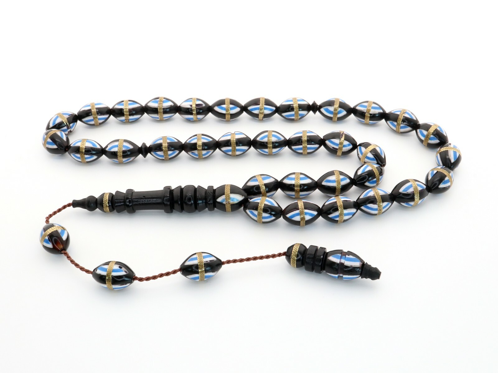 Brass inlay decorated kuka tree 33 Islamic Prayer Beads Misbaha Tesbih 201229