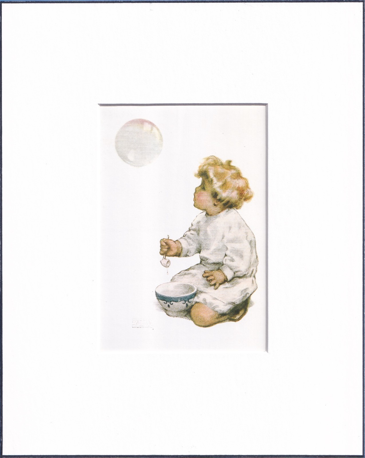 8X10 Matted Print Picture Art, Bessie Pease Gutmann: Child & Bubble 1907