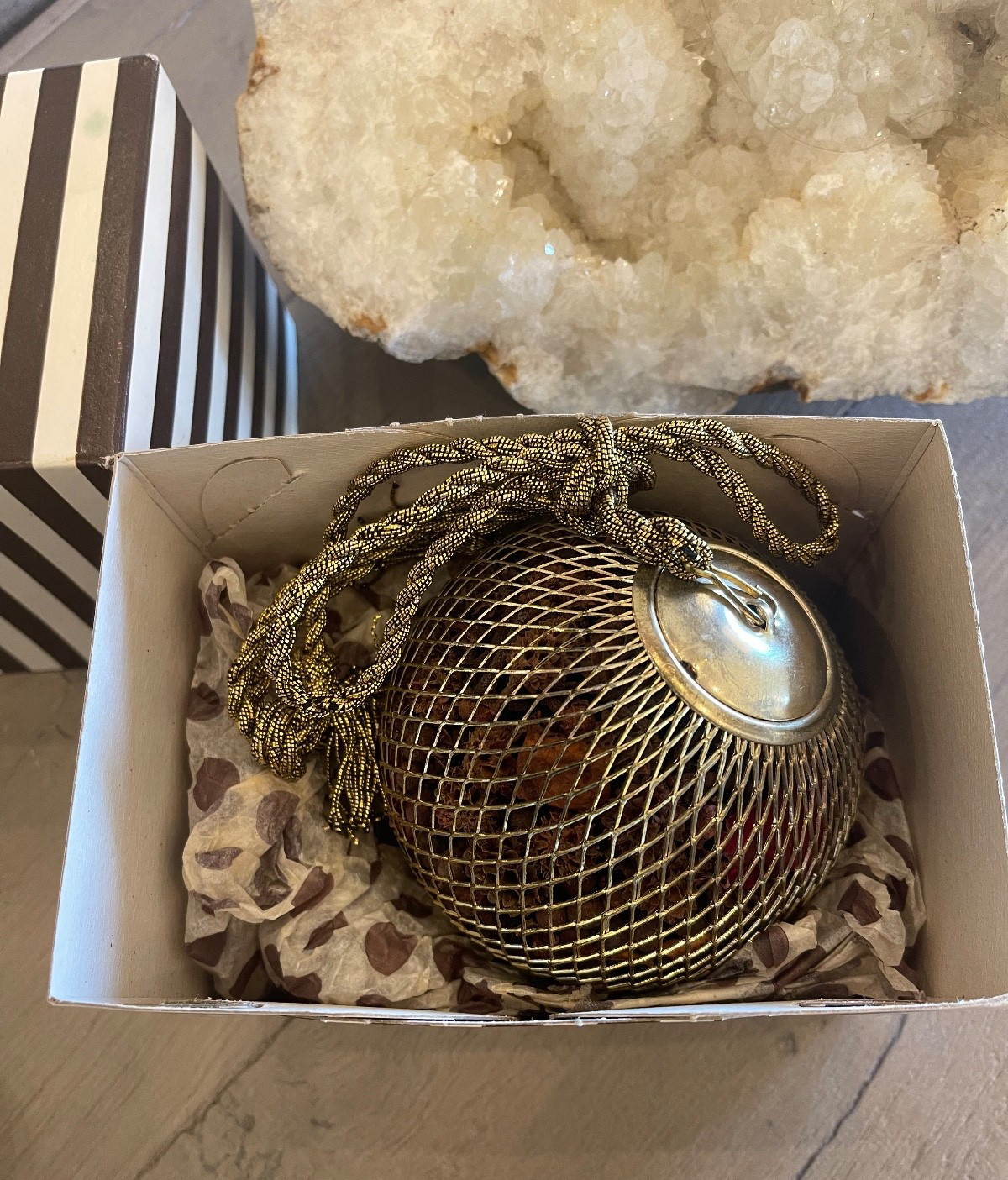 Vintage Henri Bendel Large Metal Mesh Christmas Ornament Potpourri Luxury