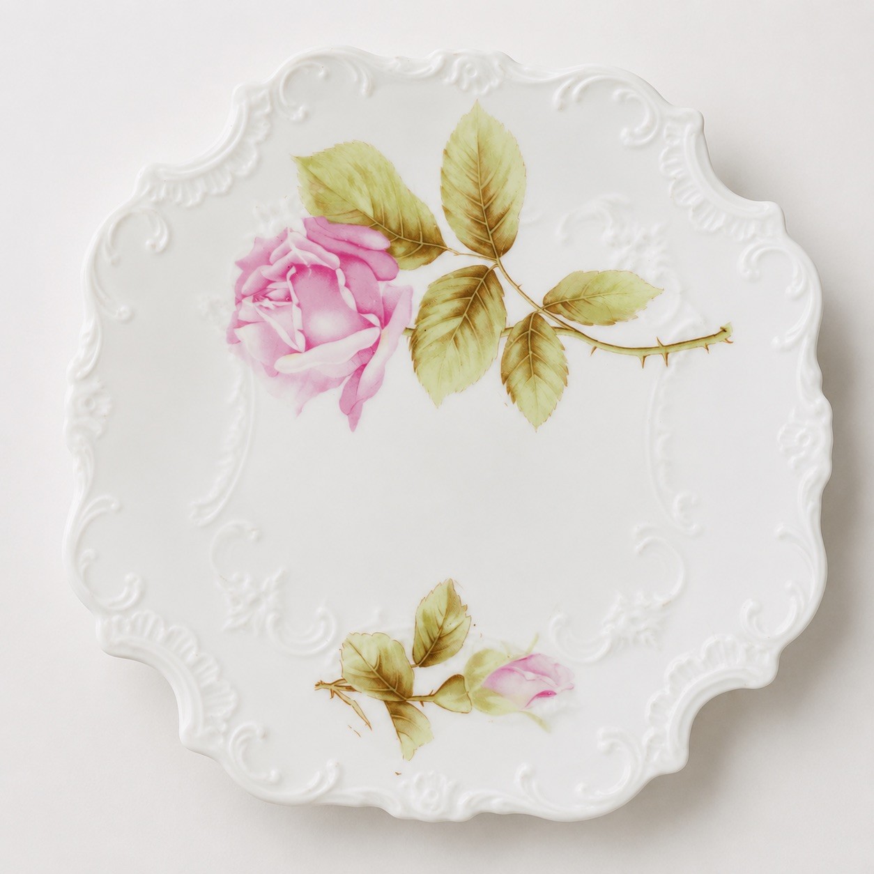 Vintage Silesien Germany Cabbage Rose Trinket Plate