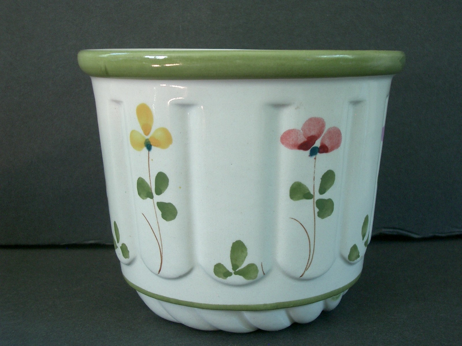 Vintage Hand Painted Ceramic Pottery Floral Planter Portugal